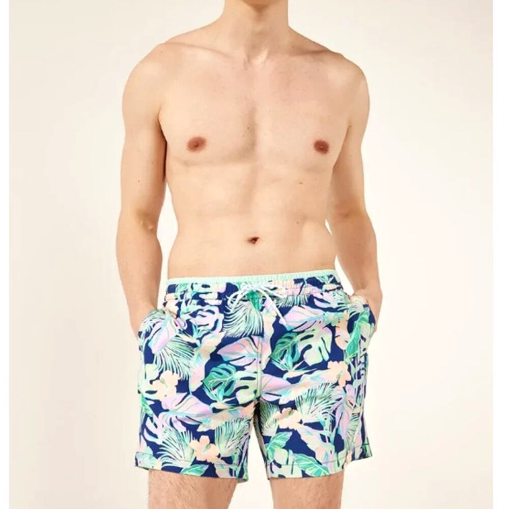 Chubbies Men's Navy Leaf The Night Faunas 5.5" Classic Swim Trunk Size M